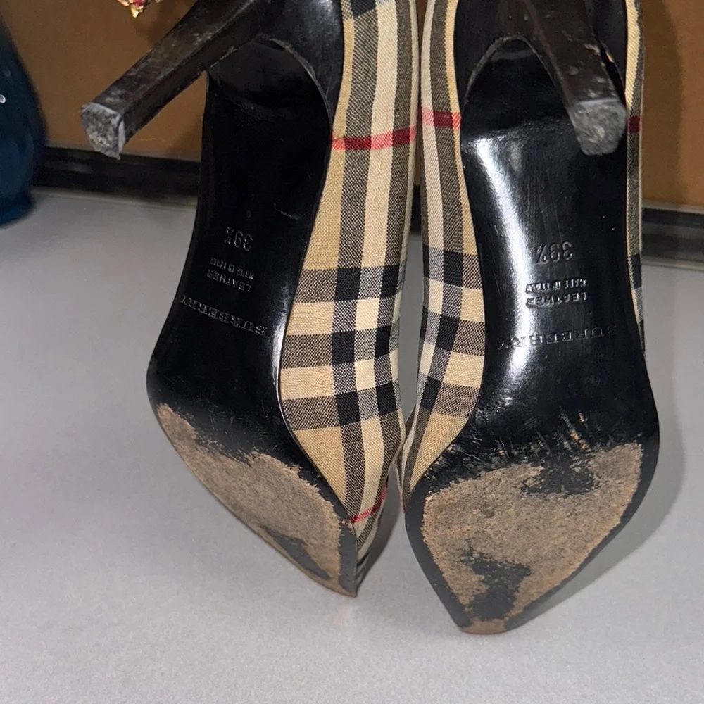 Burberry Plaid Heels - Beige, Red, Black - Picture 5 of 6